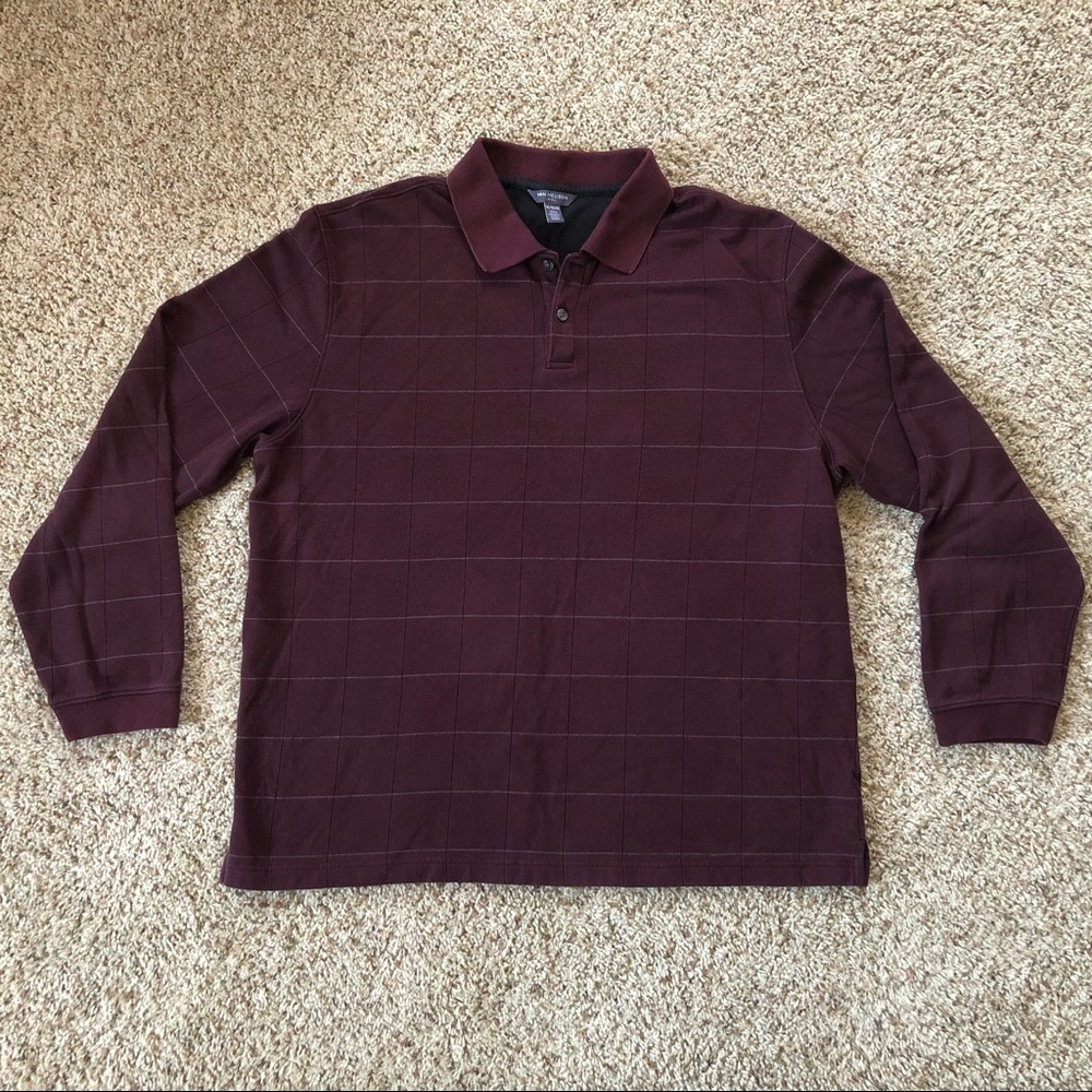 Van Heusen Flex Men's Burgundy Polo Shirt Long Sleeve Size XL